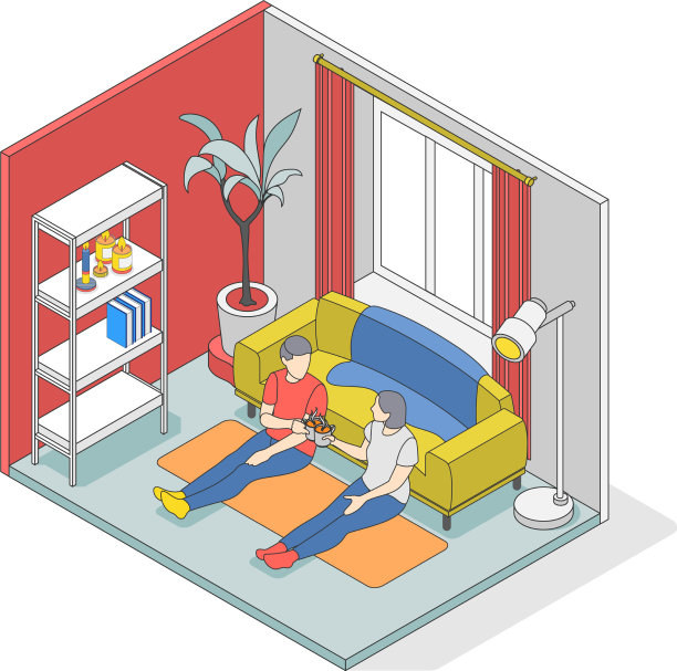 Hygge生活方式等距彩色组成图片下载