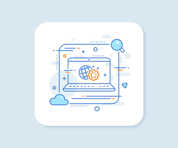 Seo齿轮线图标互联网设置标志图片下载