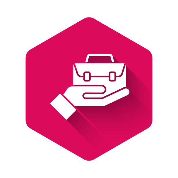 白色手握公文包图标与孤立图片下载