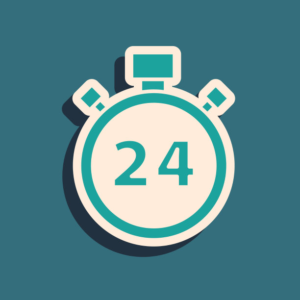 绿色秒表24小时图标隔离在绿色图片下载