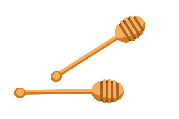木勺孤立在白色背景。卡通风格的圆形蜂蜜棒或勺子。图片下载