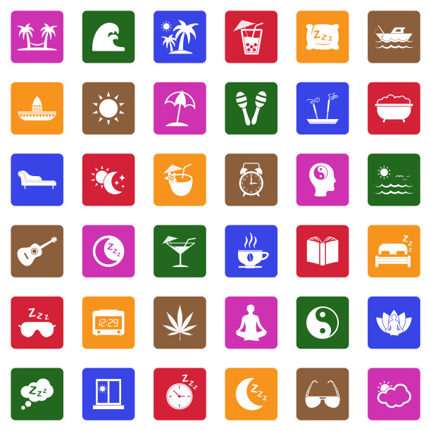 午睡图标。广场上的白色平面设计。矢量插图。图片下载