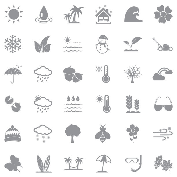 赛季图标。灰色的平面设计。矢量插图。图片下载