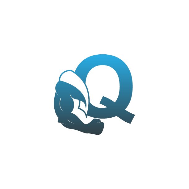 字母Q标志图标与肌肉手臂设计矢量图片下载