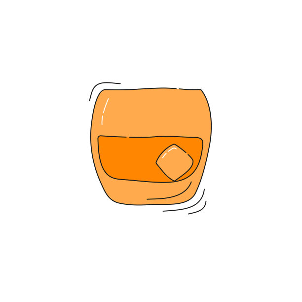 威士忌小酒杯上的白色背景卡通图片下载