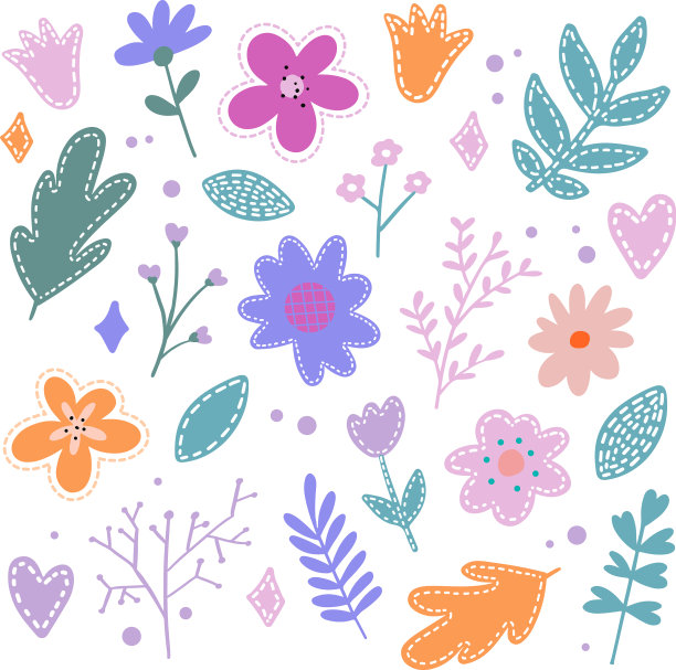 设置扁平的春天花图标剪影图片下载