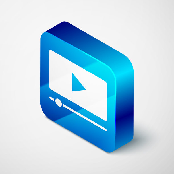 等距在线播放视频图标孤立在灰色图片下载