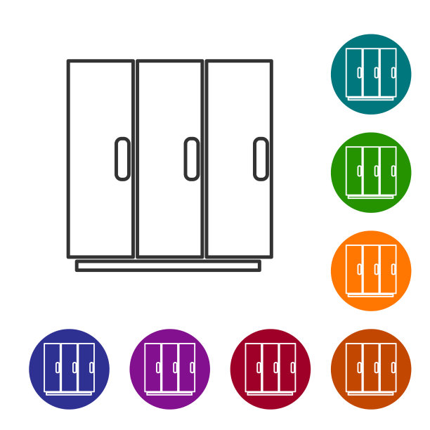 黑色线衣橱图标孤立在白色图片下载