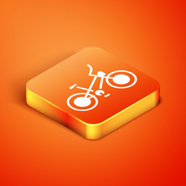 等距自行车图标孤立在橙色上图片下载