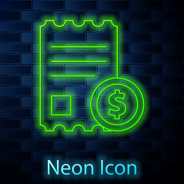 发光的霓虹灯线纸支票和财务支票图片下载