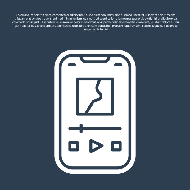 蓝线音乐播放器图标孤立在蓝色图片下载