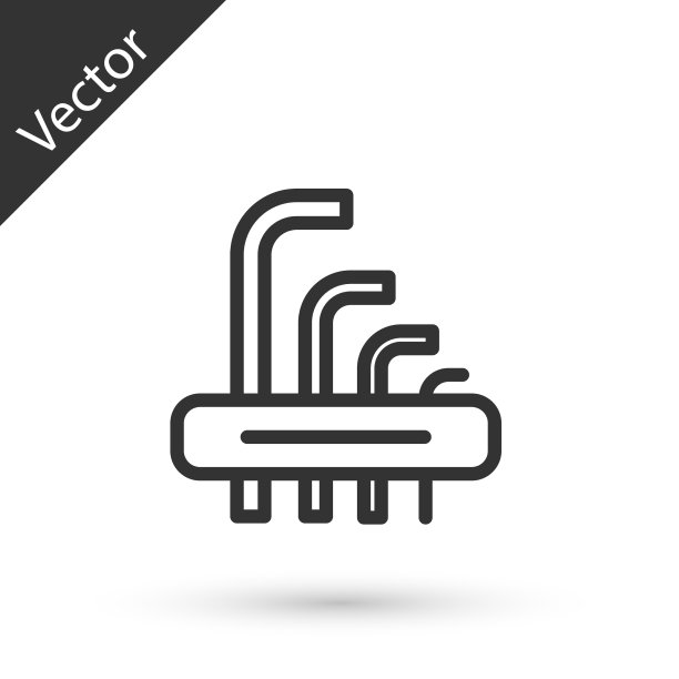 灰色线工具艾伦键图标孤立在白色图片下载