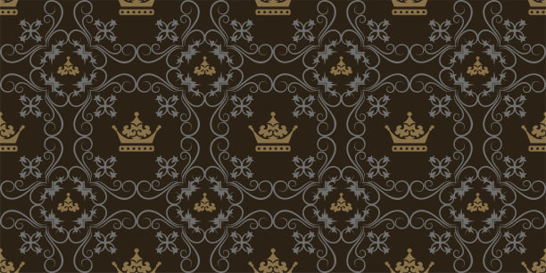 典雅的背景图案，富丽堂皇的皇家风格装饰在黑色背景上，壁纸。无缝模式,纹理。矢量图形图片下载