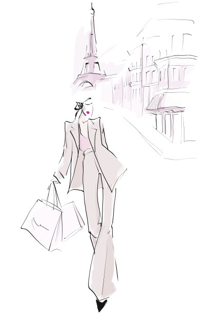 在巴黎拿着购物袋的年轻女子图片下载