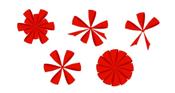 红色的蝴蝶结。向量假日插图。图片下载