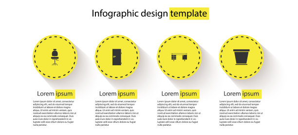 摆放办公椅、闭门办公桌和花盆图片下载