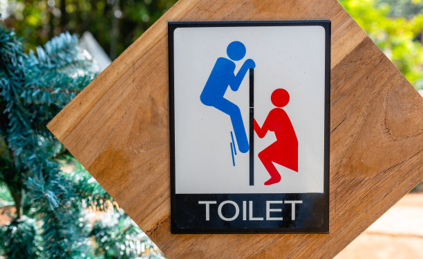 户外厕所厕所指示牌。图片下载