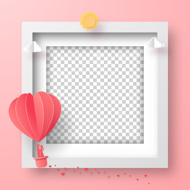 空白相框与心形气球上图片下载