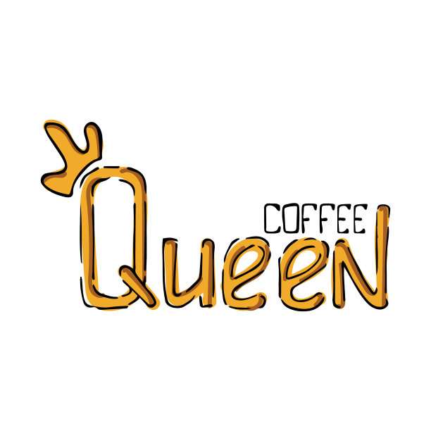 咖啡皇后手绘字体上的白色图片下载