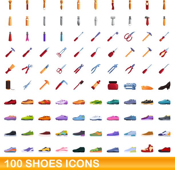 100鞋图标设置卡通风格图片下载