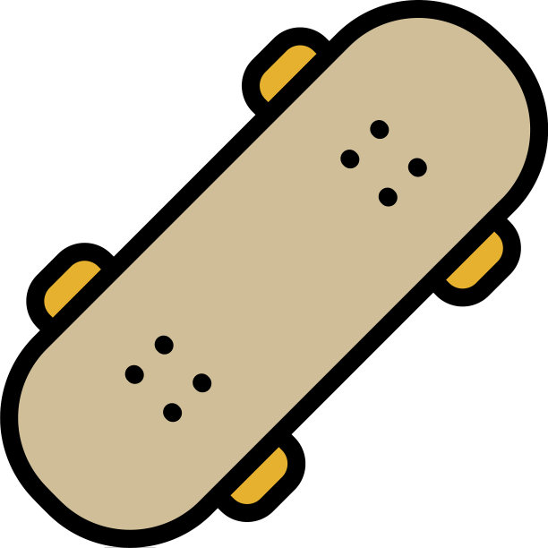 木平面滑板图标轮廓风格图片下载