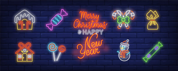 圣诞糖果霓虹灯设置图片下载