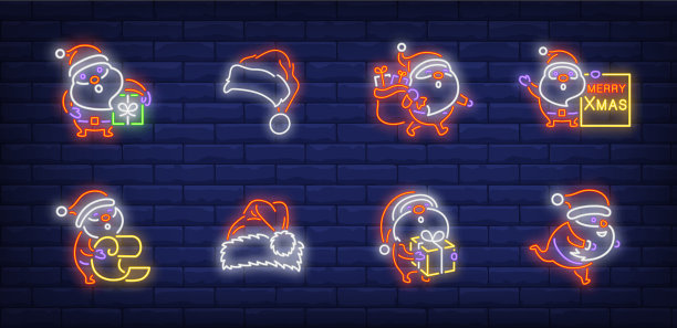 圣诞老人的霓虹灯招牌图片下载