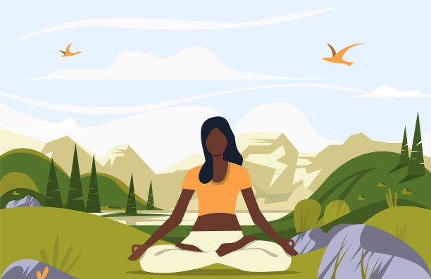 在户外坐着莲花的女人图片下载