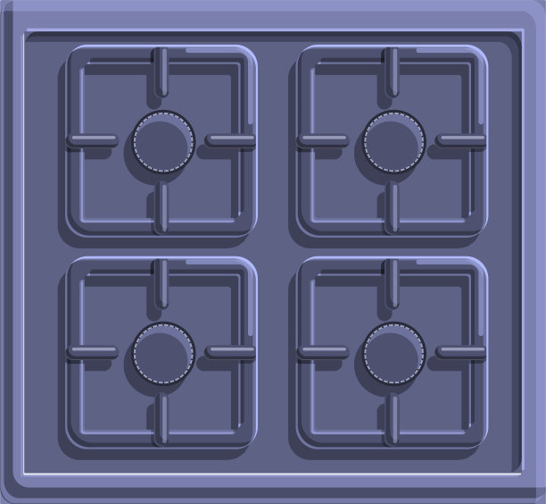 烧烤燃烧的煤气炉图标卡通风格图片下载