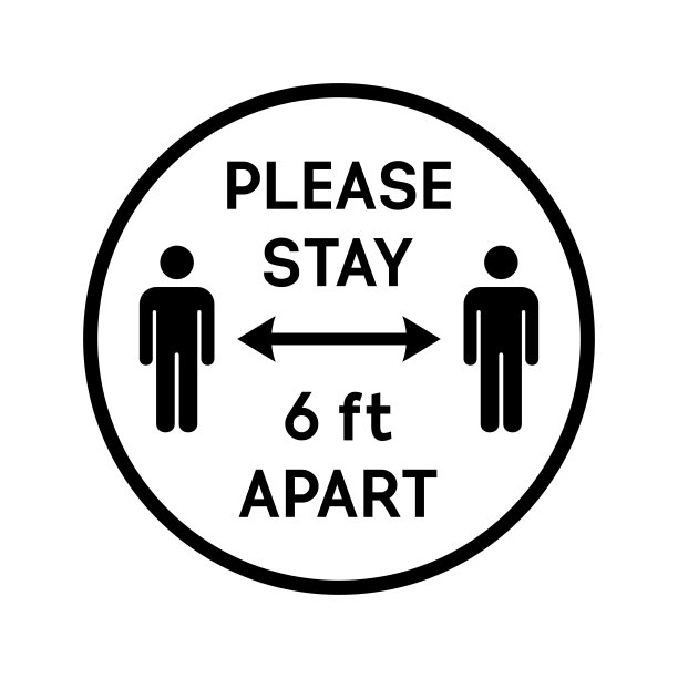 请保持6英尺距离，社交圈警告图标，媒介，预防covid-19冠状病毒。图片下载
