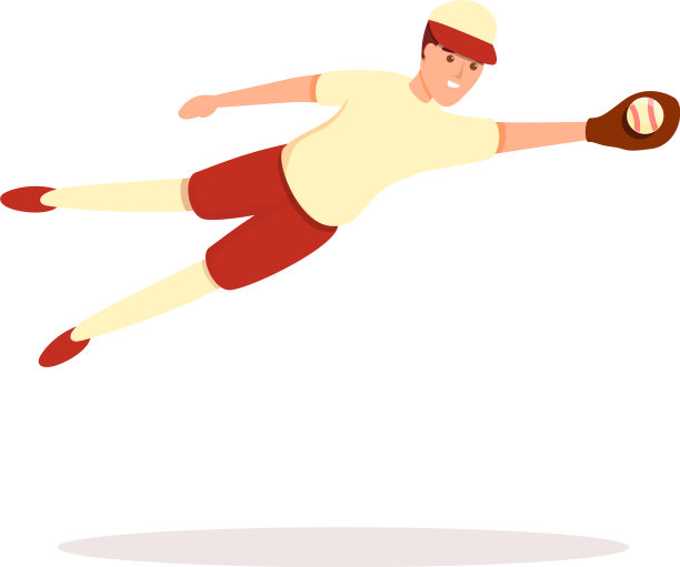 棒球运动员跳跃卡通风格图标图片下载