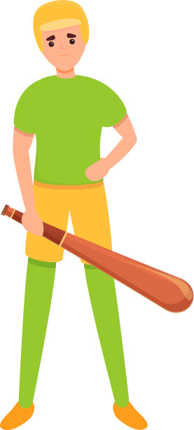 儿童棒球运动员图标卡通风格图片下载