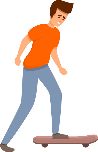 男孩滑板图标卡通风格图片下载