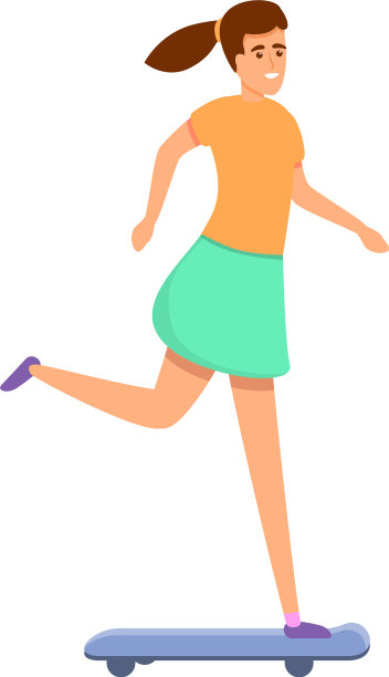 女孩滑板图标卡通风格图片下载