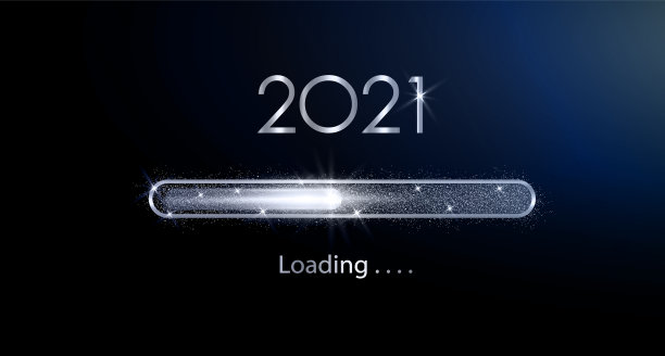 银色进度条在蓝色下载2021年新年图片下载