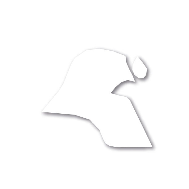 科威特-白色三维剪影地图国家地区图片下载