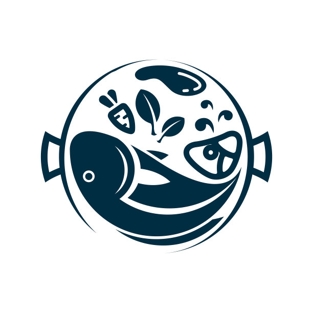 烹饪符号概念用鱼、菜、肉等餐厅符号概念圈起来。图片下载