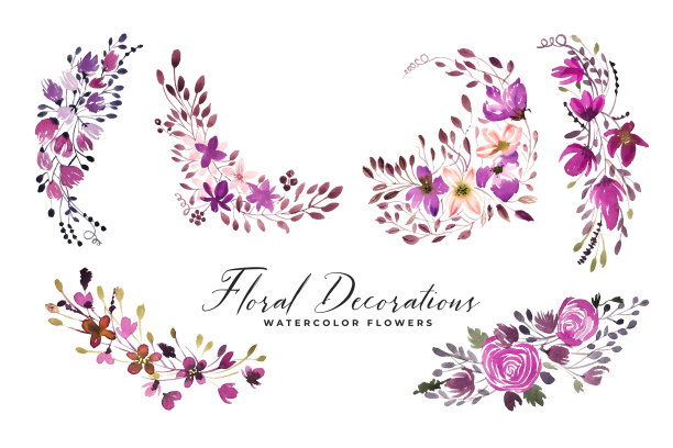 一套水彩花束和花卉图片下载