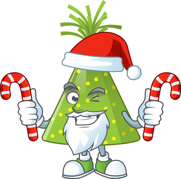 卡通绿色派对帽作为圣诞老人有糖果图片下载