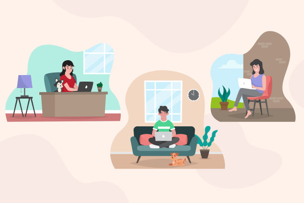 平手绘制远程工作场景图片下载