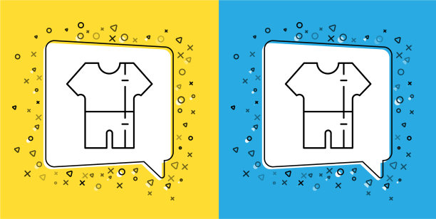 设置线运动田径服装图标隔离在黄色图片下载