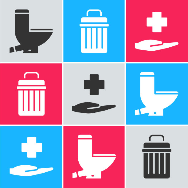 设马桶、垃圾桶和跨医院图片下载