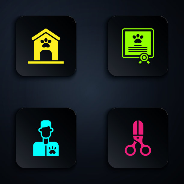 设置剪子，理发师，狗屋和爪印图片下载