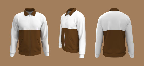 哈林顿色块夹克模型正面，侧面和背面的观点图片下载