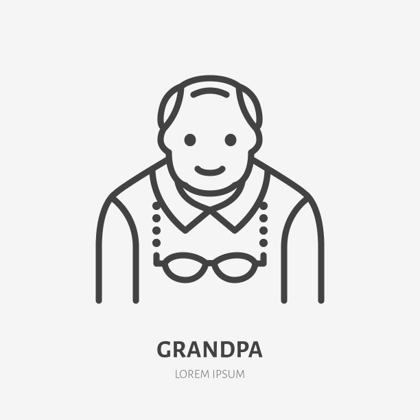 祖父的图标轮廓线平坦图片下载