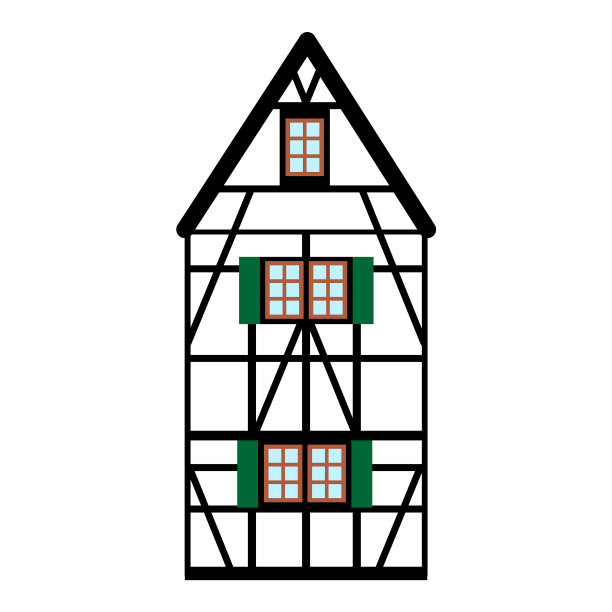带有黑色木梁的德国老房子图片下载