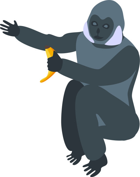 香蕉长臂猿图标等距风格图片下载