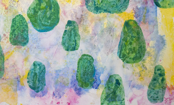 手绘绿色图案上的多色纹理1图片下载