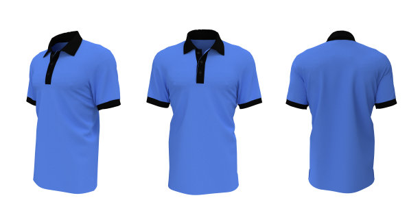 空白领口衬衫模型，正面，侧面和背面的观点图片下载