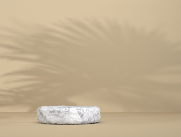 抽象大理石模板作为展示舞台，背景前有叶影图片下载